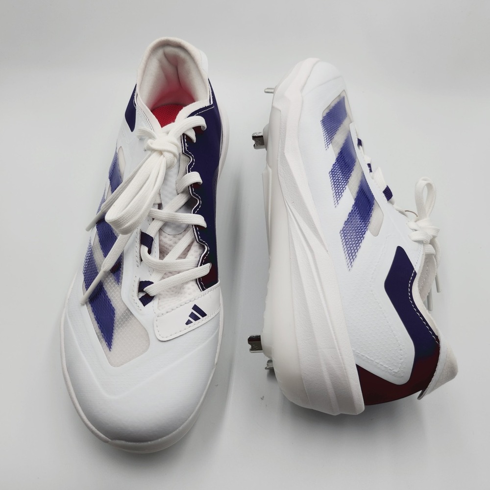 Mens Size 8.5 Adidas Baseball Cleats Adizero Impact NCAA White Purple JR3062 - Picture 2 of 5